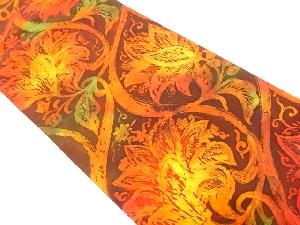 ふくれ織　唐花模様　全通袋帯